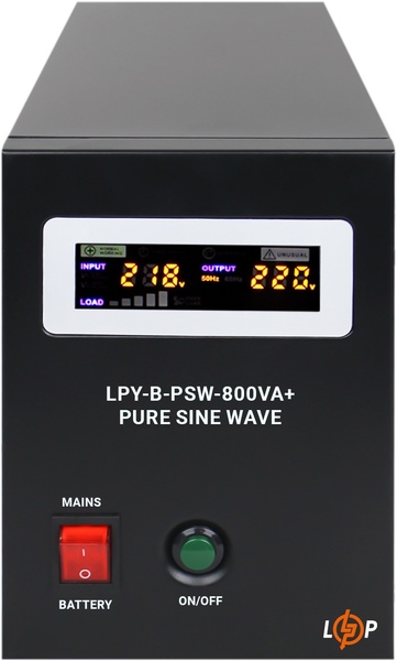 Джерело безперебійного живлення LogicPower LPY-B-PSW-800VA+ (560Вт)5A/15A, з правильною синусоїдою 12V LP4150 фото