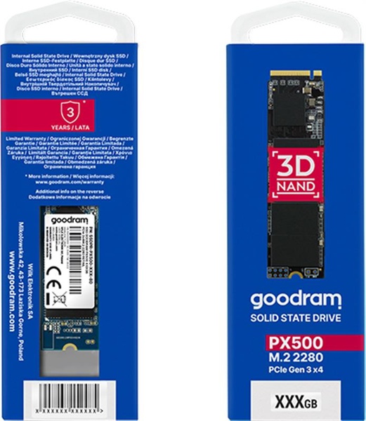 Накопичувач SSD 256GB GOODRAM PX500 G.2 M.2 2280 PCIe 3.0 x4 NVMe 3D TLC (SSDPR-PX500-256-80-G2) SSDPR-PX500-256-80-G2 фото