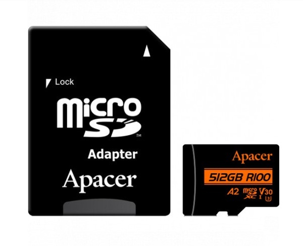 Карта пам`ятi MicroSDXC 512GB UHS-I/U3 Class 10 Apacer (AP512GMCSX10U8-R) + SD адаптер AP512GMCSX10U8-R фото