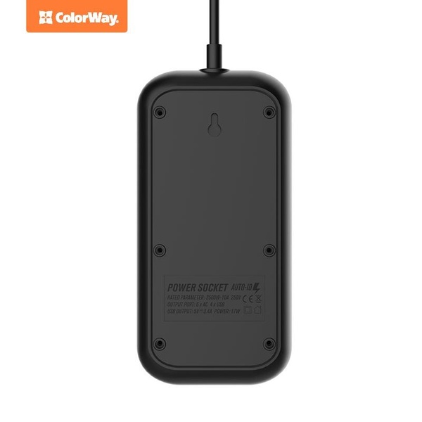 Фільтр живлення СolorWay (CW-CHE64B) 6 розеток, 4xUSB, 2м, Black CW-CHE64B фото