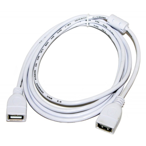 Кабель ATcom USB 2.0 AF/AF 1.8 м. white 15647 фото