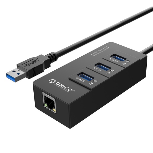 Концентратор USB3.0 Orico (CA912742) HR01-U3-V1-BK-BP Black 3хUSB3.0 + RJ45 CA912742 фото