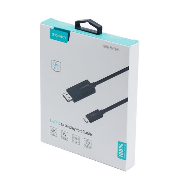 Кабель Choetech DisplayPort - USB Type-C (M/M), 1.8 м, Black (XCP-1803-BK) XCP-1803-BK фото