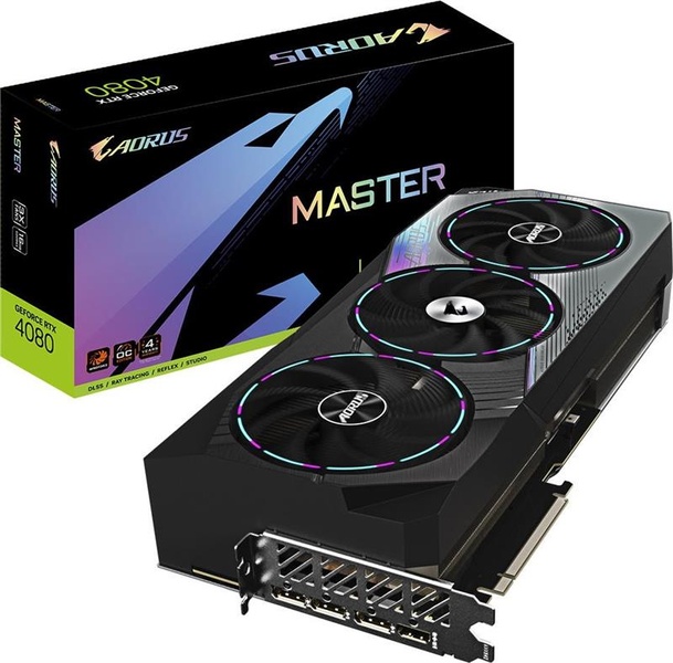 Відеокарта GF RTX 4080 16GB GDDR6X Aorus Master Gigabyte (GV-N4080AORUS M-16GD) GV-N4080AORUS M-16GD фото