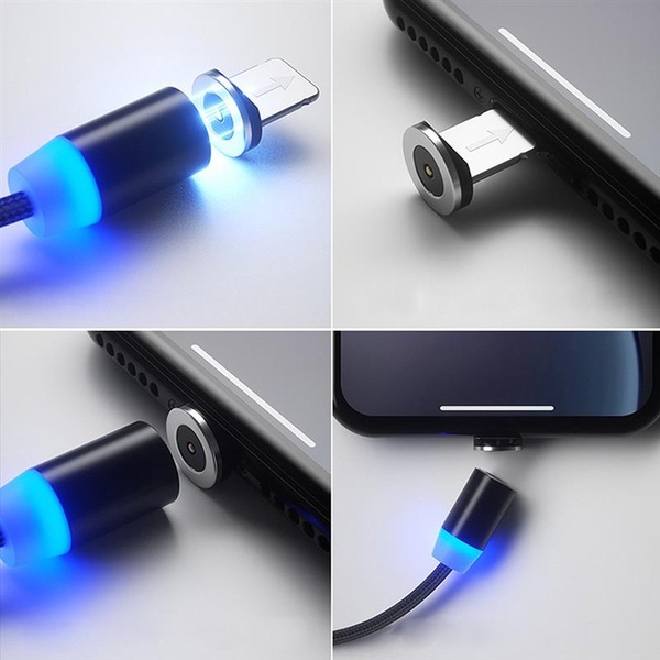 Кабель ColorWay Magnetic USB-Lightning/MicroUSB/USB-C, 2.4А, 1м, Black (CW-CBUU020-BK) CW-CBUU020-BK фото