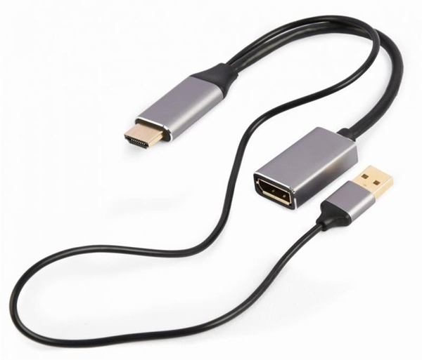 Адаптер Cablexpert HDMI - DisplayPort (M/F), 0.1 м, Black/Grey (A-HDMIM-DPF-02) A-HDMIM-DPF-02 фото