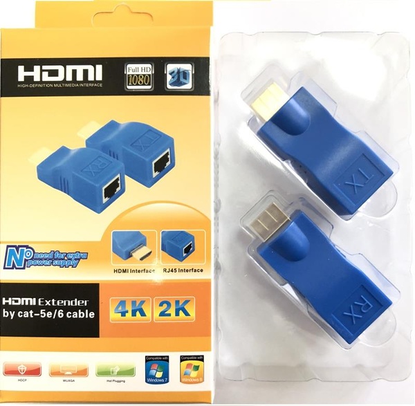 Подовжувач Atcom HDMI - RJ-45 (M/F), до 30 м, Blue (14369) 14369 фото
