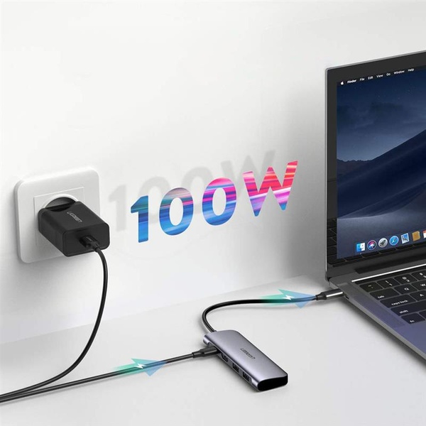 Концентратор USB Type-C Ugreen CM195 2xUSB 3.0 + HDMI + Cardreader, Gray (70411) 70411 фото