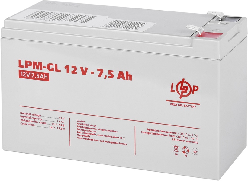 Акумуляторна батарея LogicPower 12V 7.5AH (LPM-GL 12 - 7.5 AH) GEL LP6562 фото
