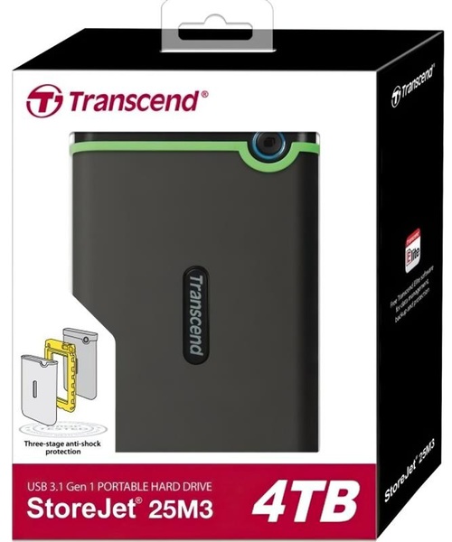 Накопичувач зовнiшнiй HDD 2.5" USB 4.0TB Transcend StoreJet 25M3 Iron Gray Slim (TS4TSJ25M3S) TS4TSJ25M3S фото