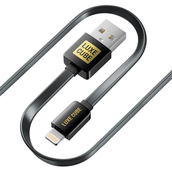 Кабель Luxe Cube Flat USB-Lightning, 1м, черный (2231252964019) 2231252964019 фото