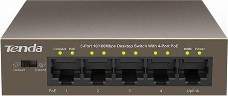 Комутатор TENDA TEF1105P-4-63W (1xFE+4xFE PoE, 58Вт max) TEF1105P-4-63W фото