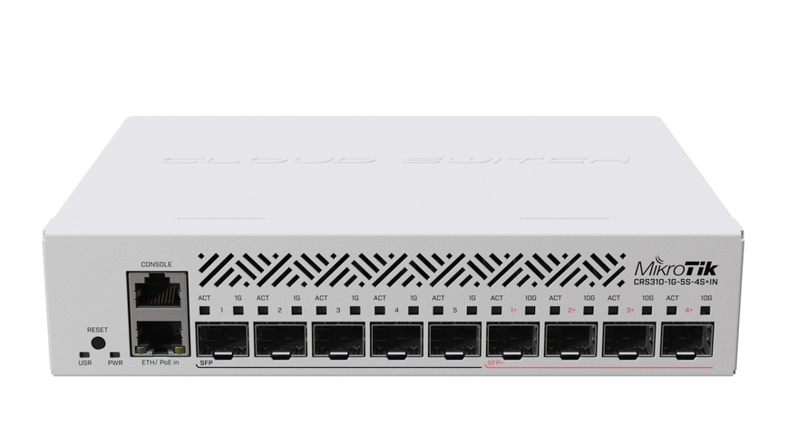 Комутатор MikroTik CRS310-1G-5S-4S+IN (1xGE LAN, 5xSFP, 4xSFP+, CPU ARM v7, RAM 256Mb) CRS310-1G-5S-4S+IN фото