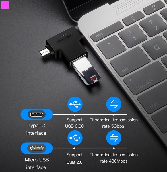 Адаптер Vention USB 3.1 Type-C / USB 3.0 OTG AF / microUSB BM (CDIB0) CDIB0 фото