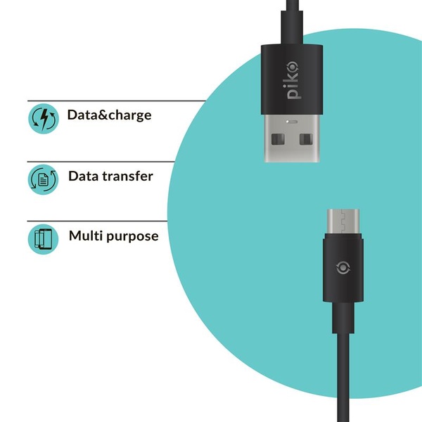 Кабель Piko CB-UM11 USB-microUSB 0.2м Black (1283126493874) 1283126493874 фото