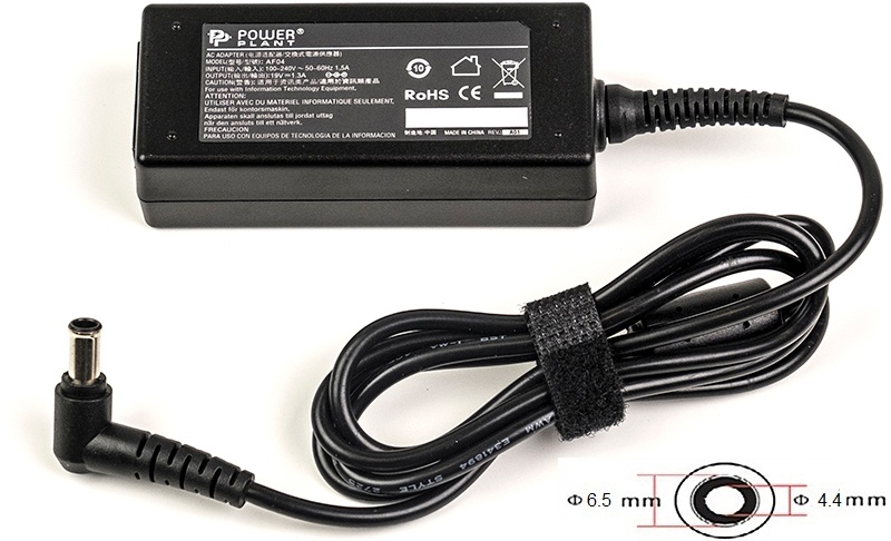 Блок живлення PowerPlant для ноутбука LG 220V, 19V 25W 1.3A, 6.5х4.4мм, with pin (LG25F6544) LG25F6544 фото