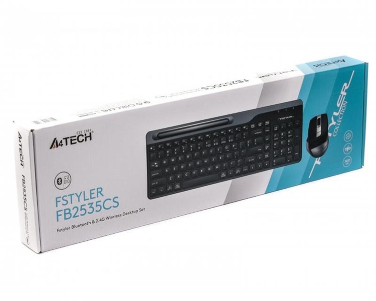 Комплект (клавіатура, мишка) бездротовий A4Tech FB2535CS Smoky Grey USB FB2535CS (Smoky Grey) фото