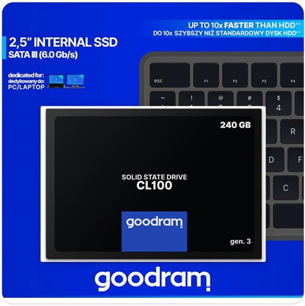 Накопичувач SSD 240GB GOODRAM CL100 GEN.3 2.5" SATAIII 3D TLC (SSDPR-CL100-240-G3) SSDPR-CL100-240-G3 фото