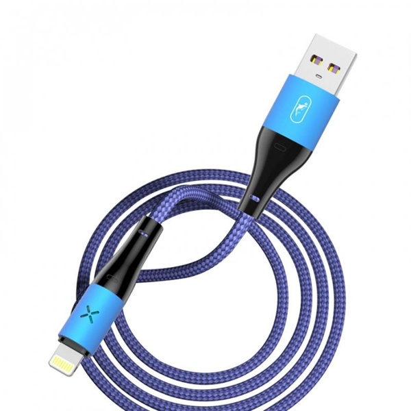 Кабель SkyDolphin S49L LED Aluminium Alloy USB - Lightning 1м, Blue (USB-000566) USB-000566 фото