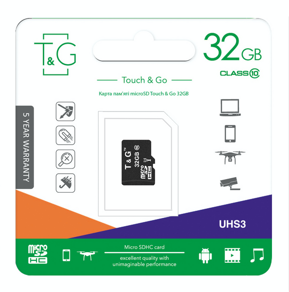 Карта пам`ятi MicroSDHC 32GB UHS-I U3 Class 10 T&G (TG-32GBSD10U3-00) TG-32GBSD10U3-00 фото