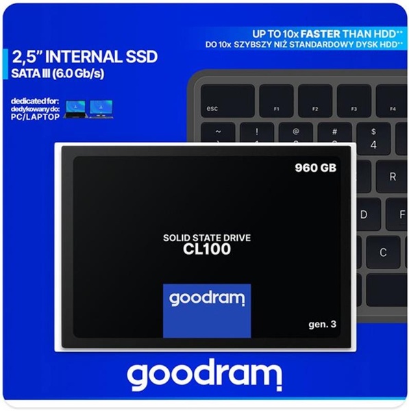 Накопичувач SSD 960GB GOODRAM CL100 GEN.3 2.5" SATAIII 3D TLC (SSDPR-CL100-960-G3) SSDPR-CL100-960-G3 фото