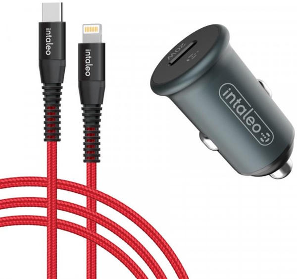 Автомобільний зарядний пристрій Intaleo CCGQPD120L (USB, 3A) Grey (1283126509964) + кабель Lightning 1283126509964 фото