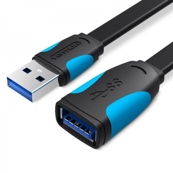 Подовжувач Vention Flat USB-USB 3 m, Black (VAS-A13-B300) VAS-A13-B300 фото