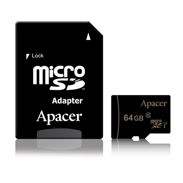 Карта пам`ятi MicroSDXC 64GB UHS-I Class 10 Apacer + SD adapter (AP64GMCSX10U1-R) AP64GMCSX10U1-R фото