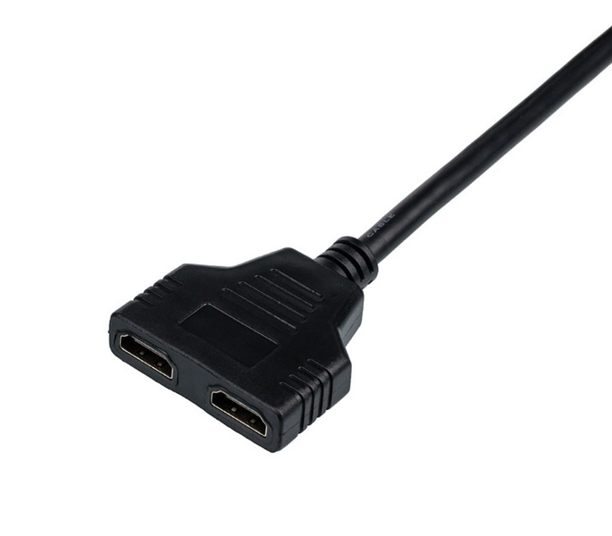 Кабель-розгалужувач Atcom HDMI - 2хHDMI, (M/F), 0.1 м, Black (10901) 10901 фото