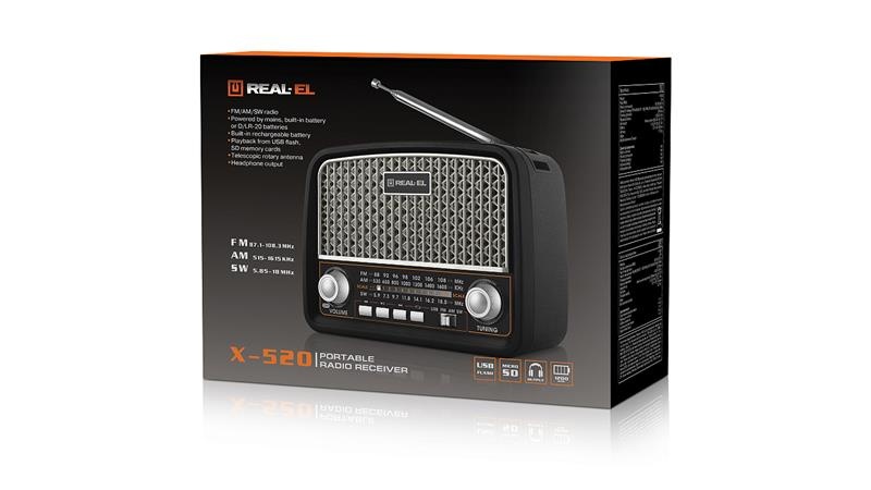 Радіоприймач REAL-EL X-520 Black EL121800006 фото