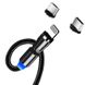 Кабель ColorWay USB-Lightning + microUSB + USB-C Magnetic Rotation 540°, 2.4А, 1м, Black (CW-CBUU037-BK) CW-CBUU037-BK фото 4