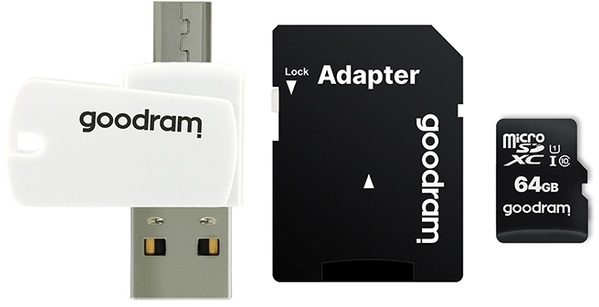 Карта пам`ятi MicroSDXC 64GB UHS-I Class 10 GOODRAM + SD-adapter + OTG Card reader (M1A4-0640R12) M1A4-0640R12 фото