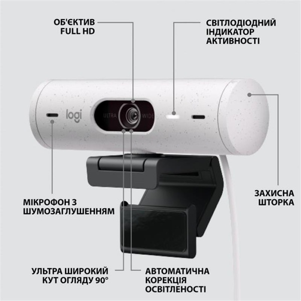 Веб-камера Logitech Brio 500 White (960-001428) 960-001428 фото
