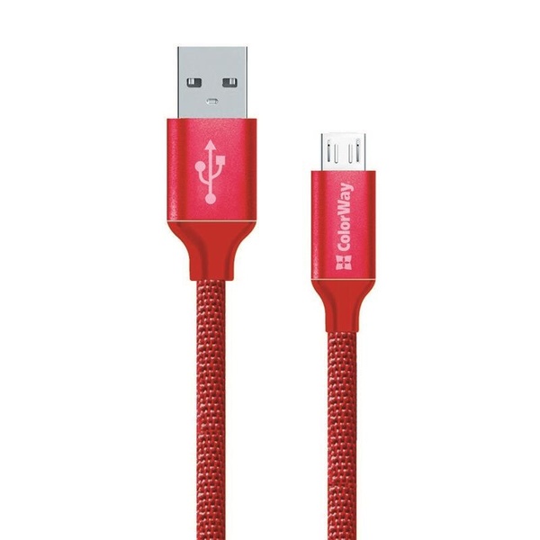 Кабель ColorWay USB-MicroUSB, 2.4А, 2м Red (CW-CBUM009-RD) CW-CBUM009-RD фото