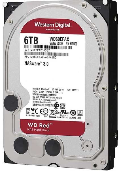 Накопичувач HDD SATA 6.0TB WD Red NAS 5400rpm 256MB (WD60EFAX) WD60EFAX фото