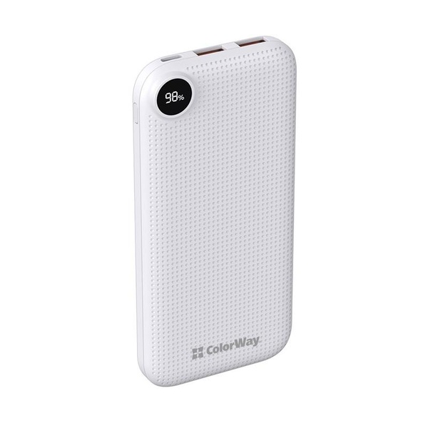 Універсальна мобільна батарея ColorWay Slim, LCD 10000mAh White (CW-PB100LPH2WT-D) CW-PB100LPH2WT-D фото