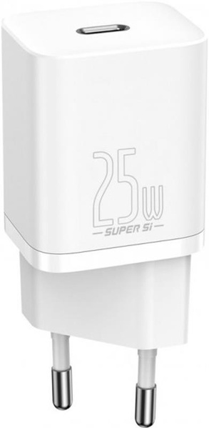 Мережевий зарядний пристрій Baseus Super Si Quick Charger 1C (1USB-C) 25W White (CCSP020102) CCSP020102 фото