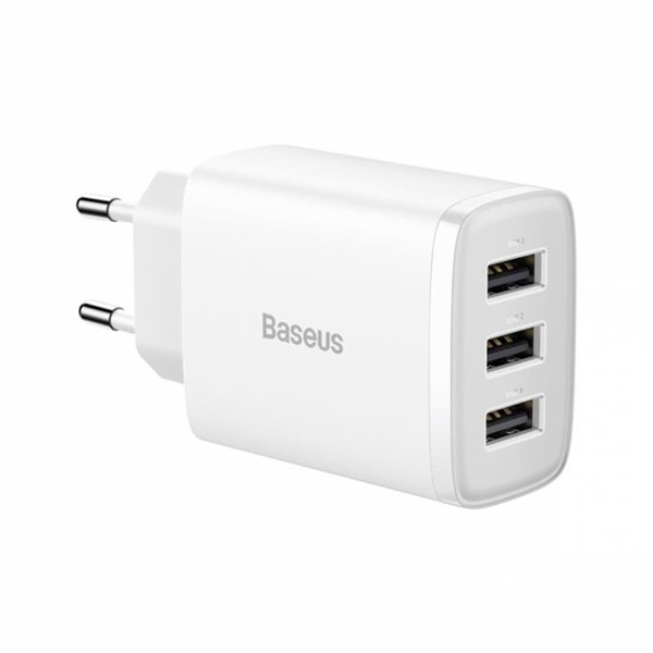 Мережевий зарядний пристрій Baseus Compact (3USB, 3.4A) 17W White (CCXJ020102) CCXJ020102 фото