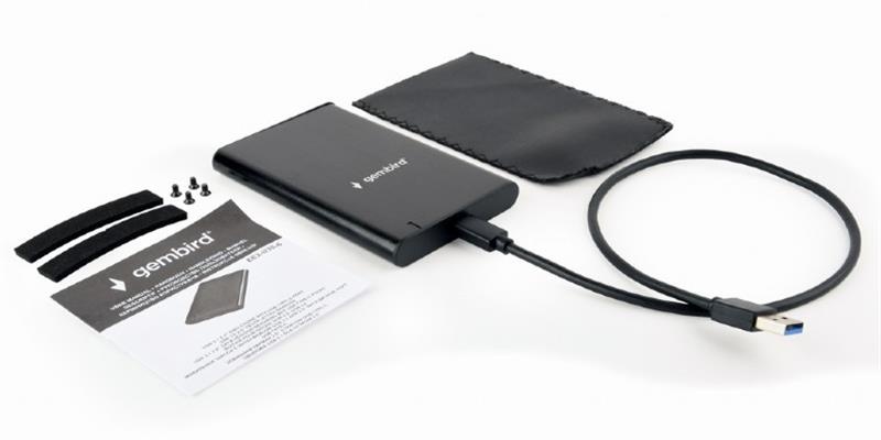 Зовнішня кишеня Gembird SATA HDD 2.5", USB 3.1, алюміній, Black (EE2-U3S-6) EE2-U3S-6 фото